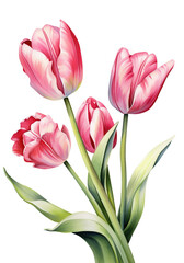 Obraz premium Pink tulips on a white background