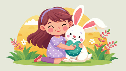 little girl and easter bunny cute little girl hug 