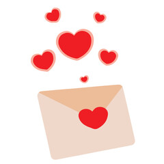 Love letter with hearts vector on white background