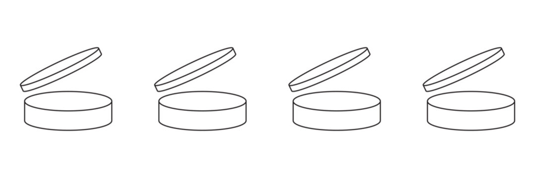 PAO icons set vector illustration. Abstract isolated line symbols collection, period after and open for package of cosmetics, makeup and cream, validity period of life product in months and years.