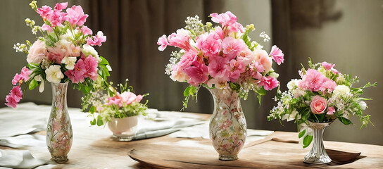 Fototapeta na wymiar Delicate elegance of blooming flowers and vibrant floral arrangements