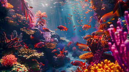 Dazzling tropical fish weaving through vibrant coral gardens