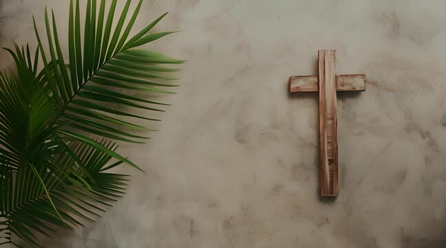 palm tree with wooden christian cross
