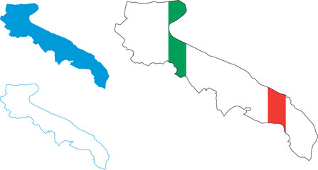 Vector silhouette outline regione  Puglia, italian, Apulia italian region