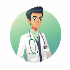 doctor flat illustration with a white background AI Generated