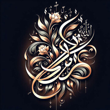 golden luxury Arabic Calligraphy with black background, Calligraphy art design for the room. Islamic calligraphy interiors Wallmate canvas design. Arabic canvas art or Arabic luxury home frame art.