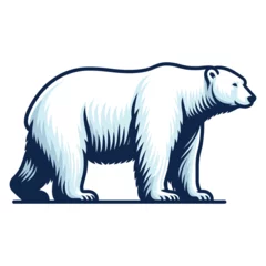 Foto op Canvas Wild polar bear full body vector illustration, arctic north pole animal icon, zoology element illustration, design template isolated on white background © lartestudio