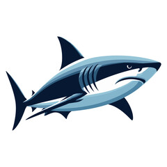 Fototapeta premium Wild great white shark design illustration, marine predator animal element illustration, swimming angry toothy shark vector template isolated on white background