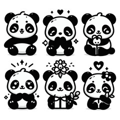 Cute panda - vector illustrations