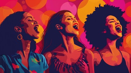 Singing Women Celebration Illustration