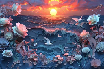Fotobehang a sunset over the ocean © Doina