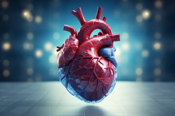 3d Human heart anatomy on scientific background.  - obrazy, fototapety, plakaty