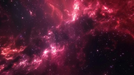 Cosmic Red Nebula Background - obrazy, fototapety, plakaty