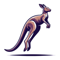 Obraz premium Kangaroo full body design illustration, wildlife zoology illustration, Australian mammal animal mascot character. Vector template isolated on white background
