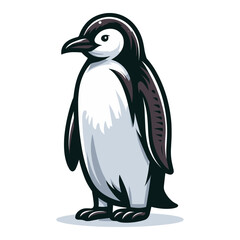 Naklejka premium Cute penguin full body vector illustration, bird of Antarctica animal icon, south pole animal element illustration, cartoon design template isolated on white background