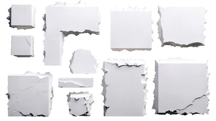 White slabs of abstract shapes.