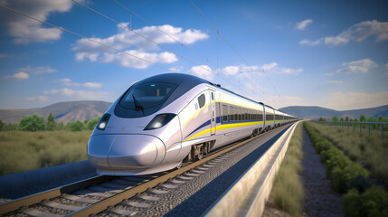 European High Speed Train Going At Full Speed 