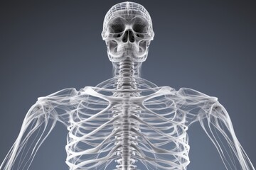 Human body skeleton, rib anatomy. 3d illustration. - obrazy, fototapety, plakaty