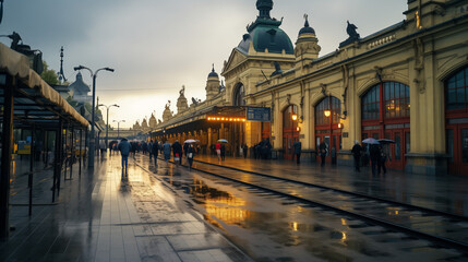 Photo Of An Old Railway Station In The Evening