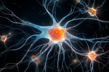 Human brain anatomy with neuron cells 