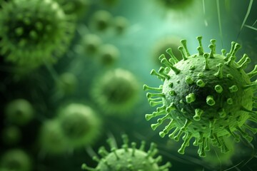 a close up of green virus - obrazy, fototapety, plakaty