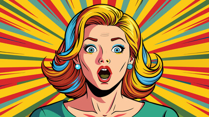 Naklejka na ściany i meble pop art illustration surprised girl comic woman