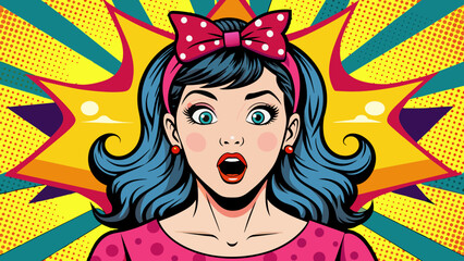 pop art illustration surprised girl comic woman