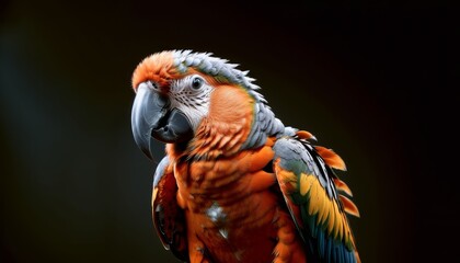 Fototapeta premium A close-up of a colorful parrot on a black background