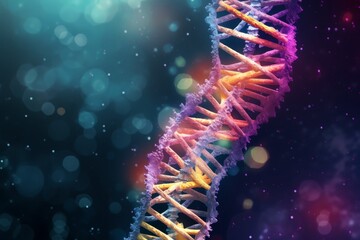 Human dna strand with bacteria virus 