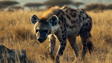 Hyena scavenging for carrion on the African savanna