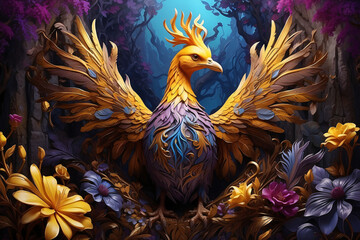phoenix bird on fantasy background