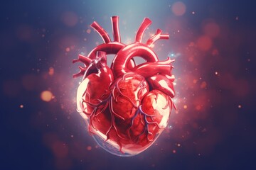 Human heart anatomy on scientific background  - obrazy, fototapety, plakaty