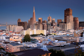 San Francisco downtown from Ina Coolbrith Park. Russian Hill District, San Francisco, California,...