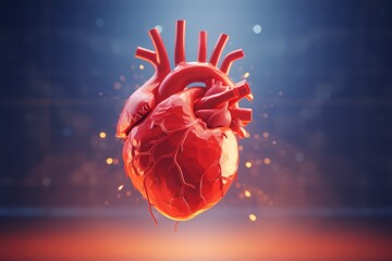 Human heart anatomy on scientific background. 3d illustration..  - obrazy, fototapety, plakaty