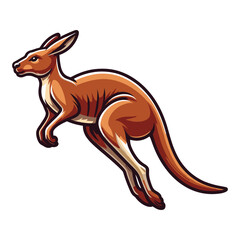 Kangaroo full body design illustration, wildlife zoology illustration, Australian mammal animal mascot character. Vector template isolated on white background