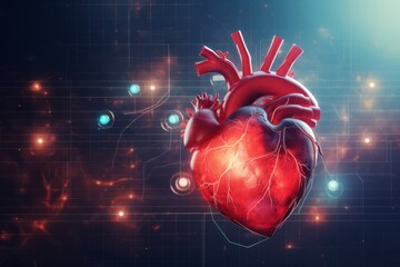 Human heart on ecg graph background  - obrazy, fototapety, plakaty