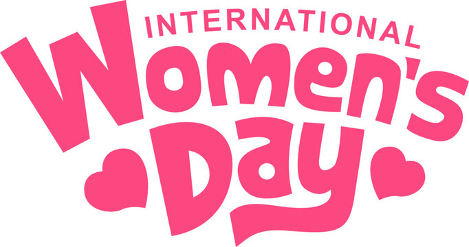 March 8, International women's day lettering vector logo design for greeting card, banner, poster, happy women's day typography