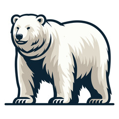 Wild polar bear full body design illustration, zoology element illustration, arctic north pole animal icon, vector template isolated on white background