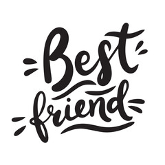 Obraz premium Best friend text black color isolated on transparent background. Hand drawn vector art.