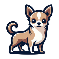 Cute chihuahua dog full body flat design illustration, standing purebred chihuahua doggy, funny adorable pet animal vector template isolated on white background