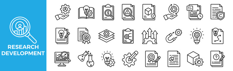 Research and Development icon set for design elements