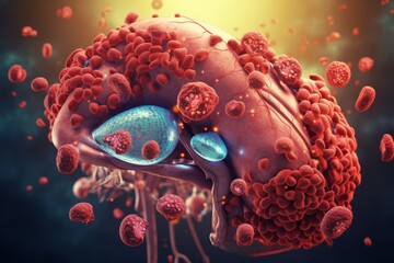 Human liver anatomy with hepatitis b virus 