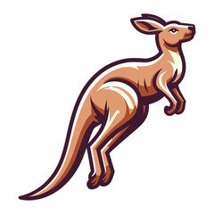 Kangaroo full body design illustration, wildlife zoology illustration, Australian mammal animal mascot character. Vector template isolated on white background