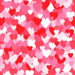 Pink and red hearts seamless pattern. Decorative Vector texture Valentines Day