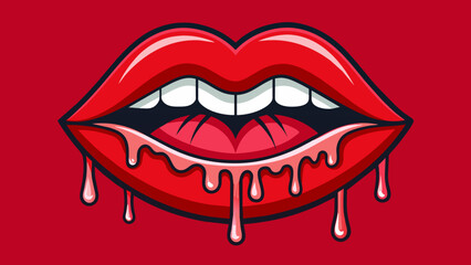 red dripping girl lips woman bleeding red mouth