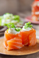 Sushi Joe | Sushi wrapped in a slice of salmon with cream cheese and chives