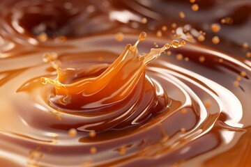 Liquid sweet melted caramel delicious caramel sauce, sweet melted caramel, sweet caramel closeup,...