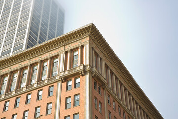 Modern skyscraper and victorian style skyscraper in San Francisco - California - USA