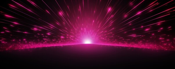 dark background illustration with magenta fluorescent lines, in the style of realistic magenta skies - obrazy, fototapety, plakaty