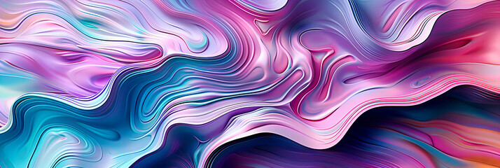 Holographic Liquid Textures, Abstract Iridescent Art Design, Modern Colorful Background with Flowing Patterns